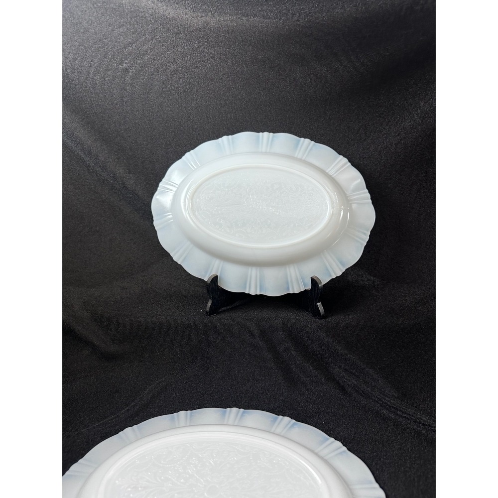2 MacBeth-Evans Monax American Sweetheart etched Platters 13" Opalescent Glass - Picture 12 of 16
